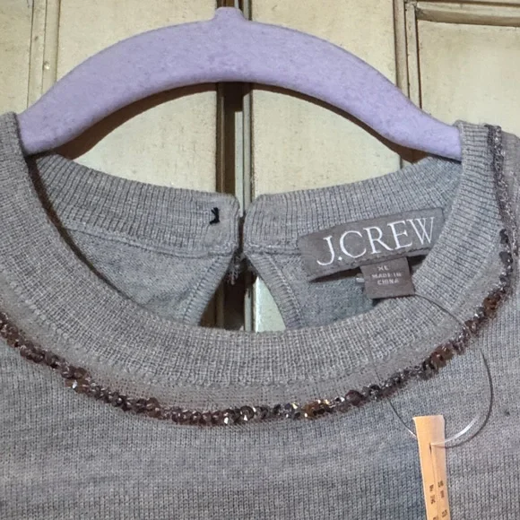 J. Crew Gray Embellished Sweater - Picture 3 of 4